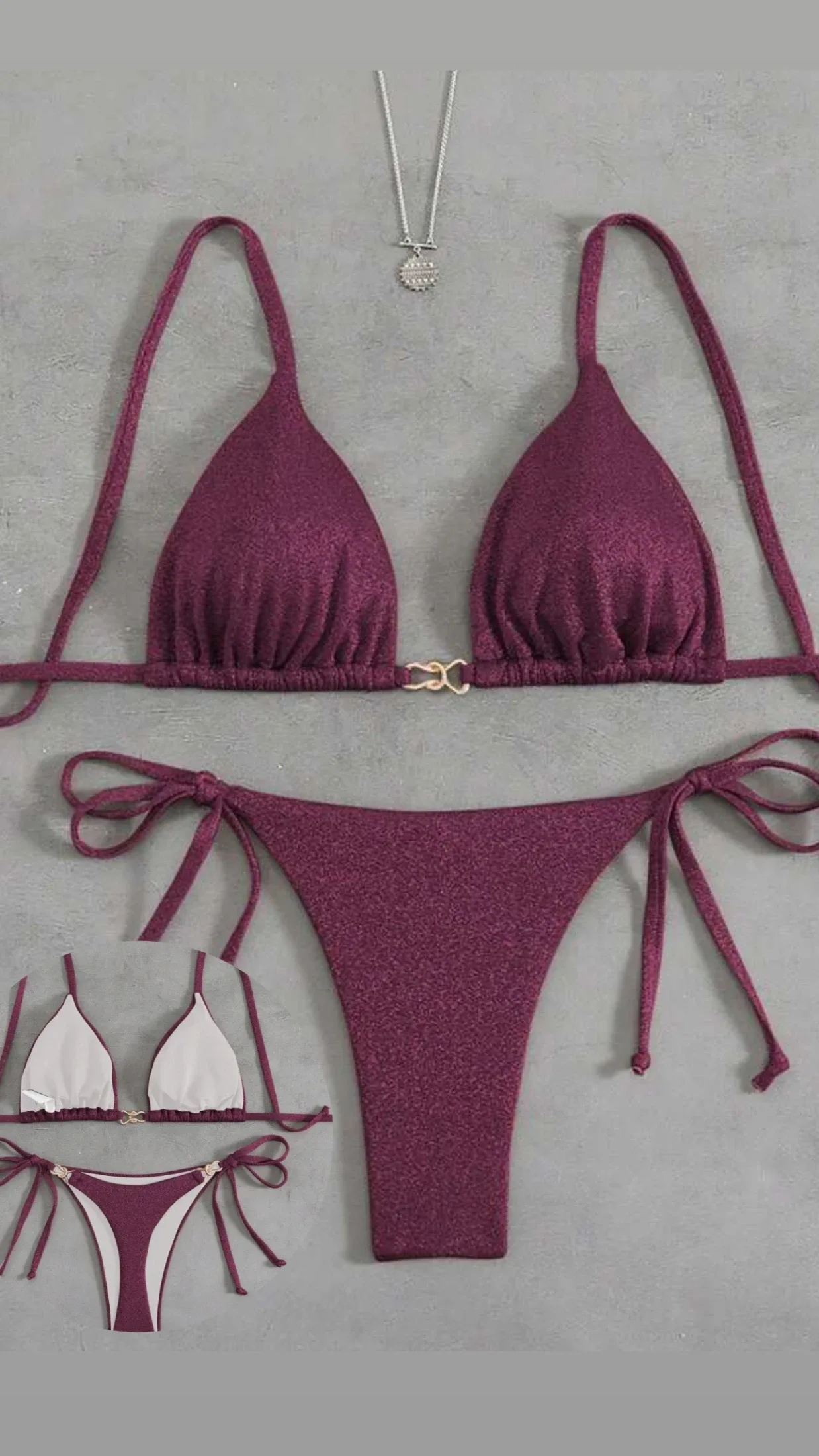 Traje de baño borgoña metalizado