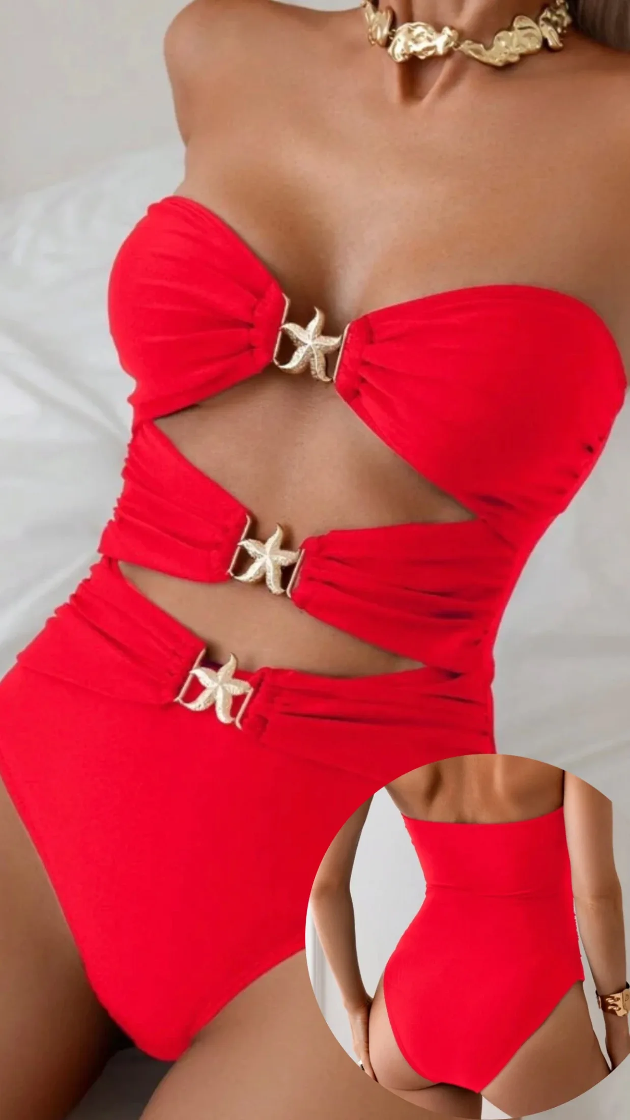 Traje de baño una pieza rojo 3 estrellas