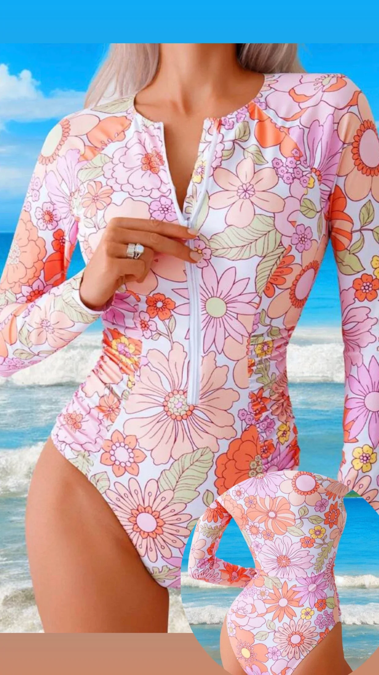 Traje de baño blanco con flores