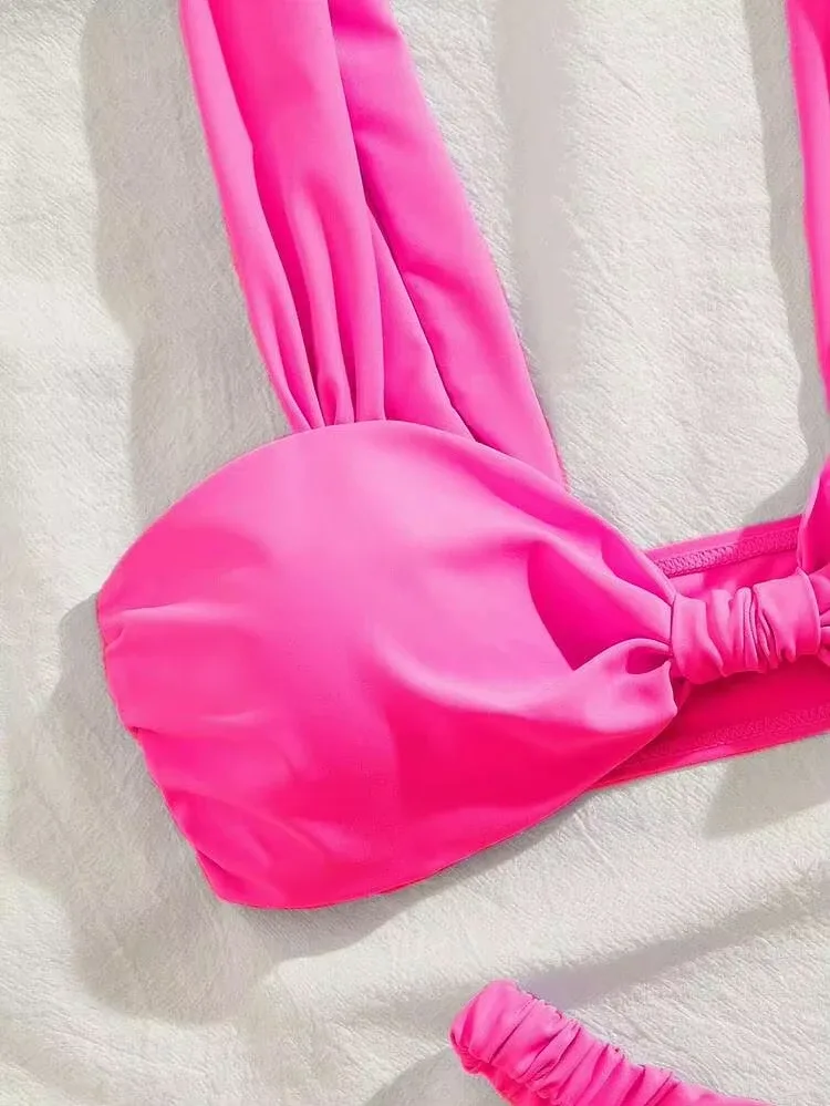 Traje de baño de dos piezas fucsia