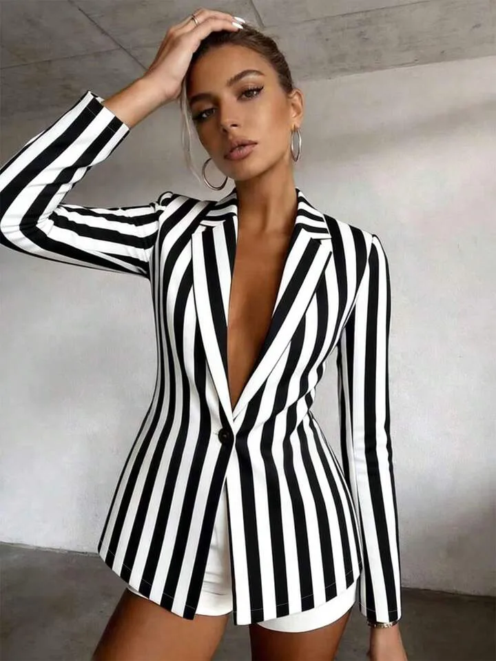 Blazer de rayas Blanco y negro